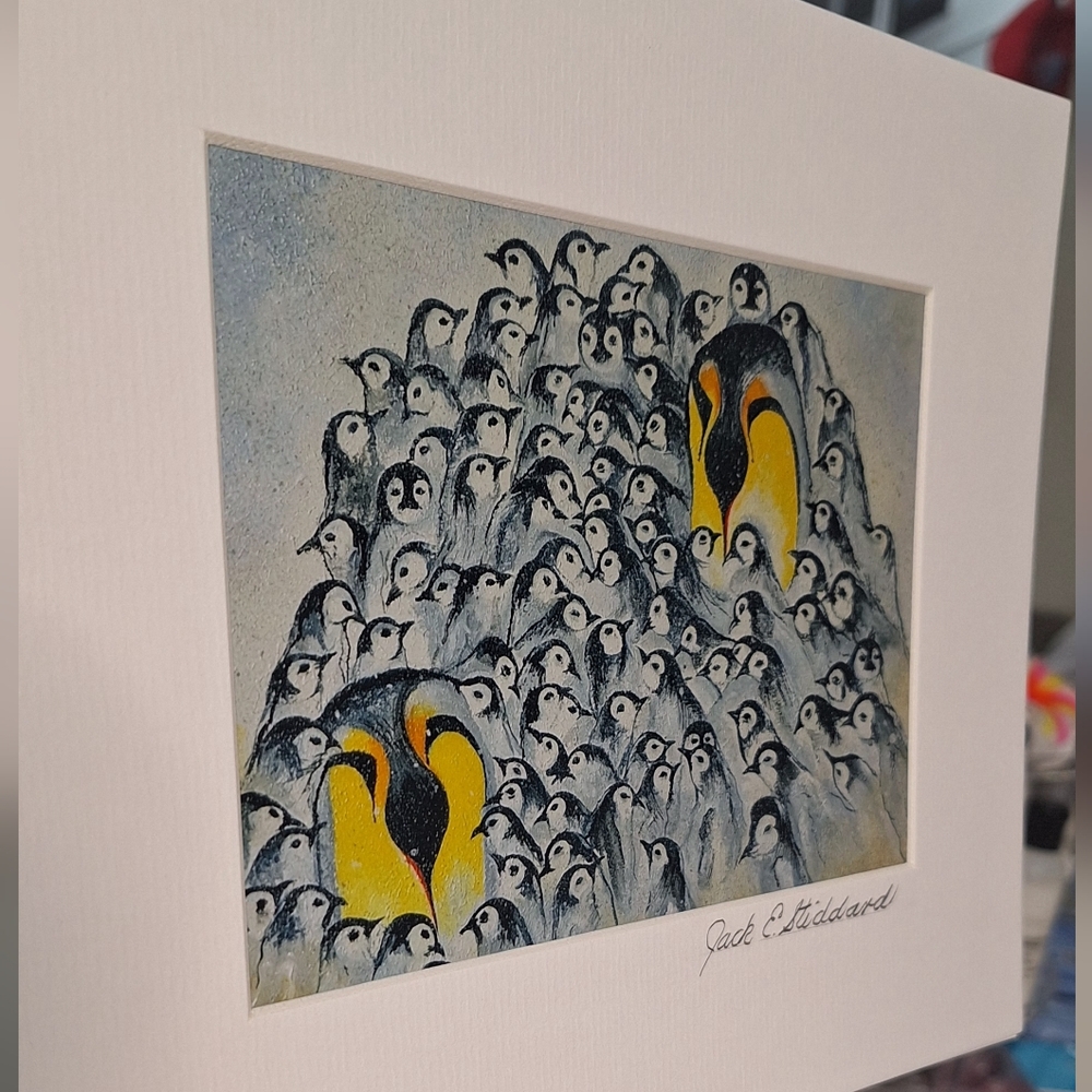 March of The Penguins Painting by Jack E. Stiddard 8x10 Photo/ 11x14 Mat - Picture 4 of 5